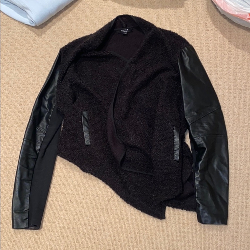 Cardigan/leather jacket